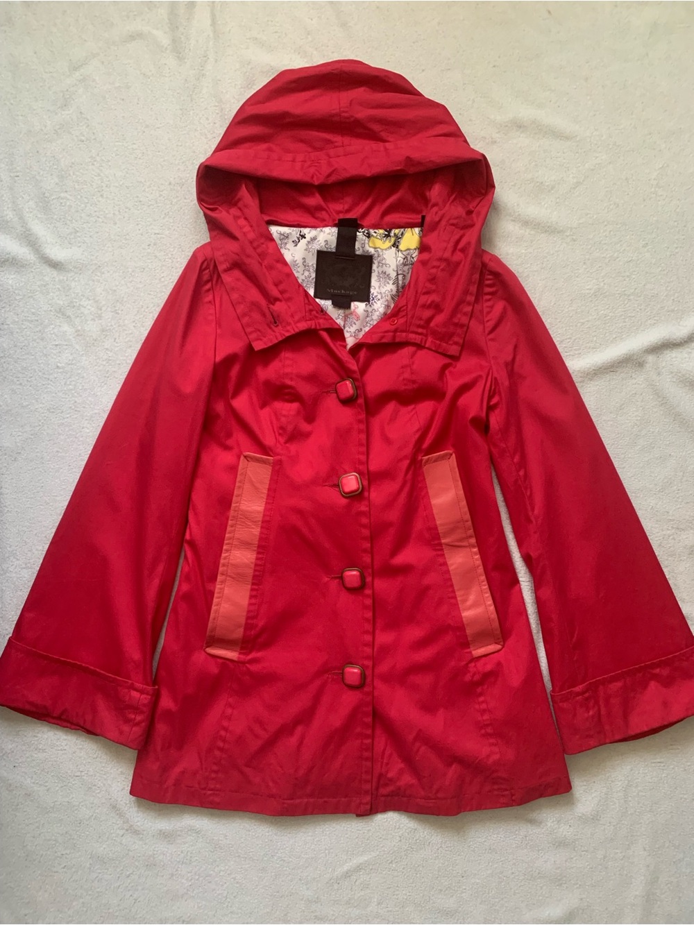 MACKAGE Raspberry Pink Mid-Length Trench Jacket Coat Bell Sleeve XS